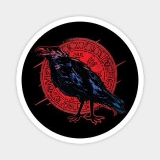 Stoic Raven with Shield - Norse Mythology Design Magnet